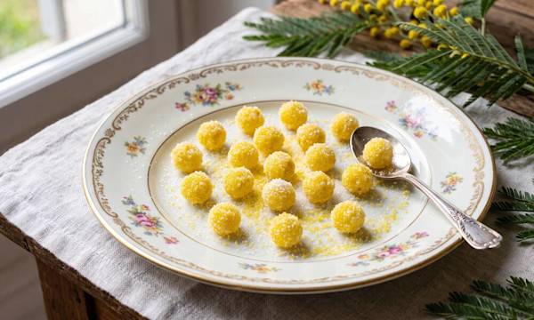 Recette des fleurs de mimosa cristallisées - Image générée par IA