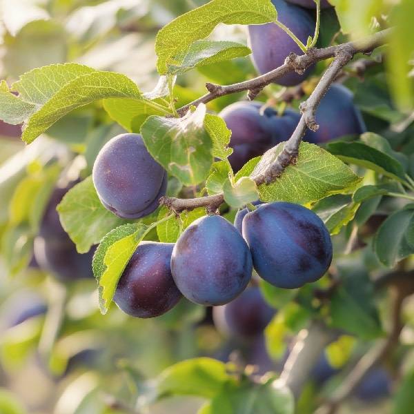 Prunes violettes, quetsches, dans arbre