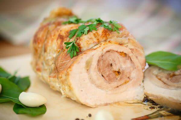 Rôti de veau farci aux champignons