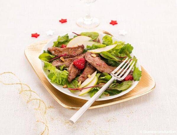 Salade gourmande au canard et à la framboise