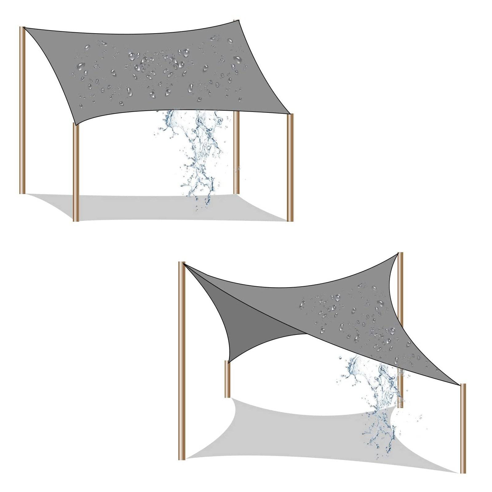 Helloshop26 - Voile d'ombrage 85% de protection UV en HDPE résistant à la déchirure résistant aux intempéries pour terrasse jardin camping concave 3 x 4 m gris cla - Image 4