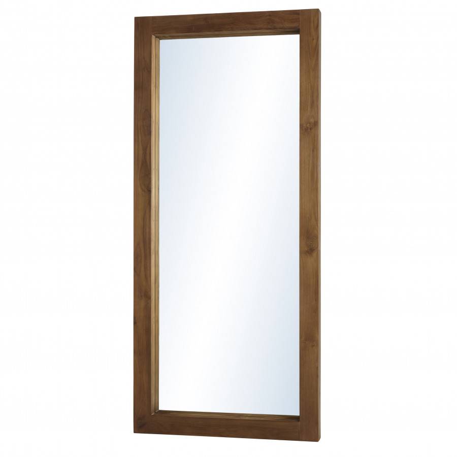 Macabane - ALIDA - Miroir rectangulaire marron 180x80cm bois teck - Image 7