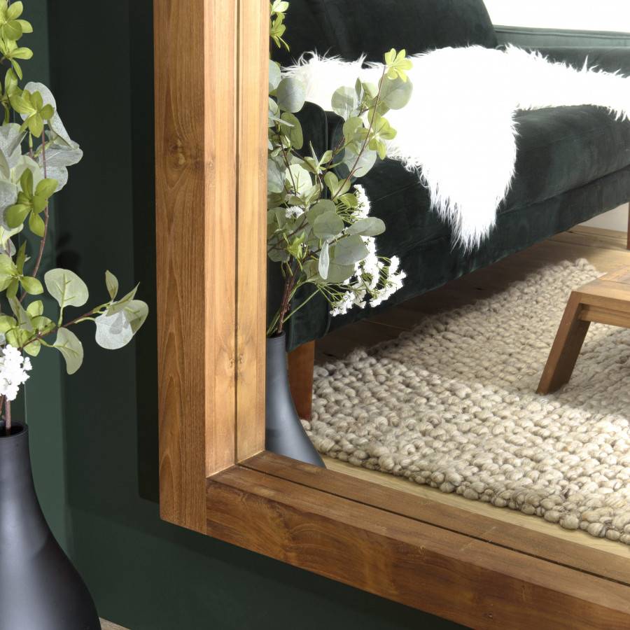 Macabane - ALIDA - Miroir rectangulaire marron 180x80cm bois teck - Image 4