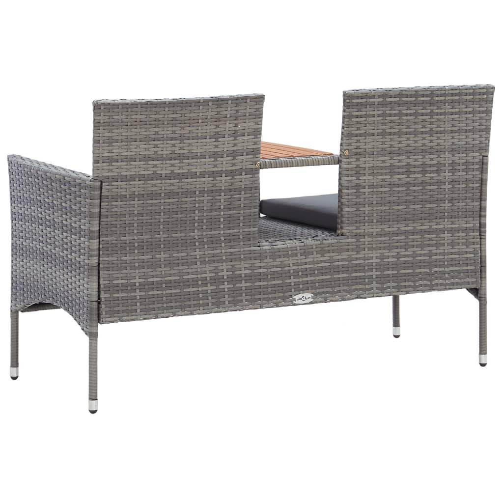 Maison Chic - Banc de jardin - Banc d'extérieur - Banquette 2 places et table à thé 143 cm poly rotin gris - Image 4