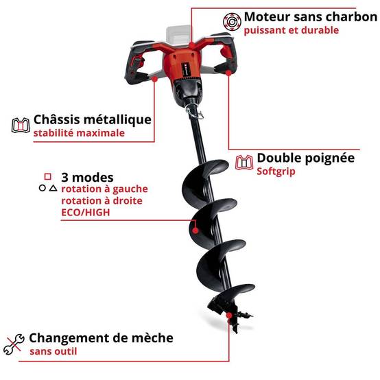 Einhell - Tarière sans fil Power X-Change GE-EA 18/150 Li BL-Solo - sans batterie ni chargeur Einhell - Image 3