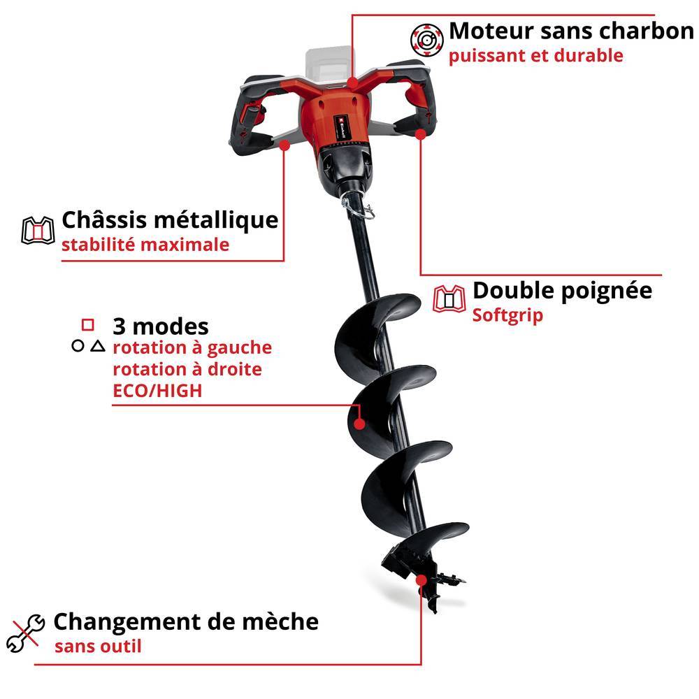 Einhell - Tarière sans fil Power X-Change GE-EA 18/150 Li BL-Solo - sans batterie ni chargeur Einhell - Image 3