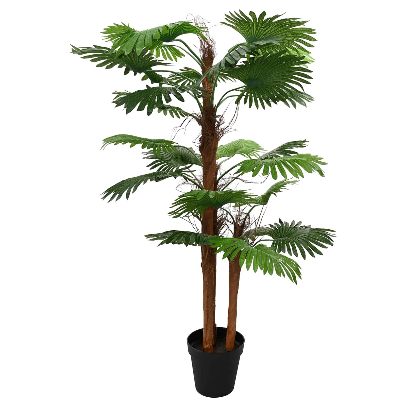 Palmier artificiel tissu et bambou vert 60 x 25 x 170 cm - PANGIVO - Image 3
