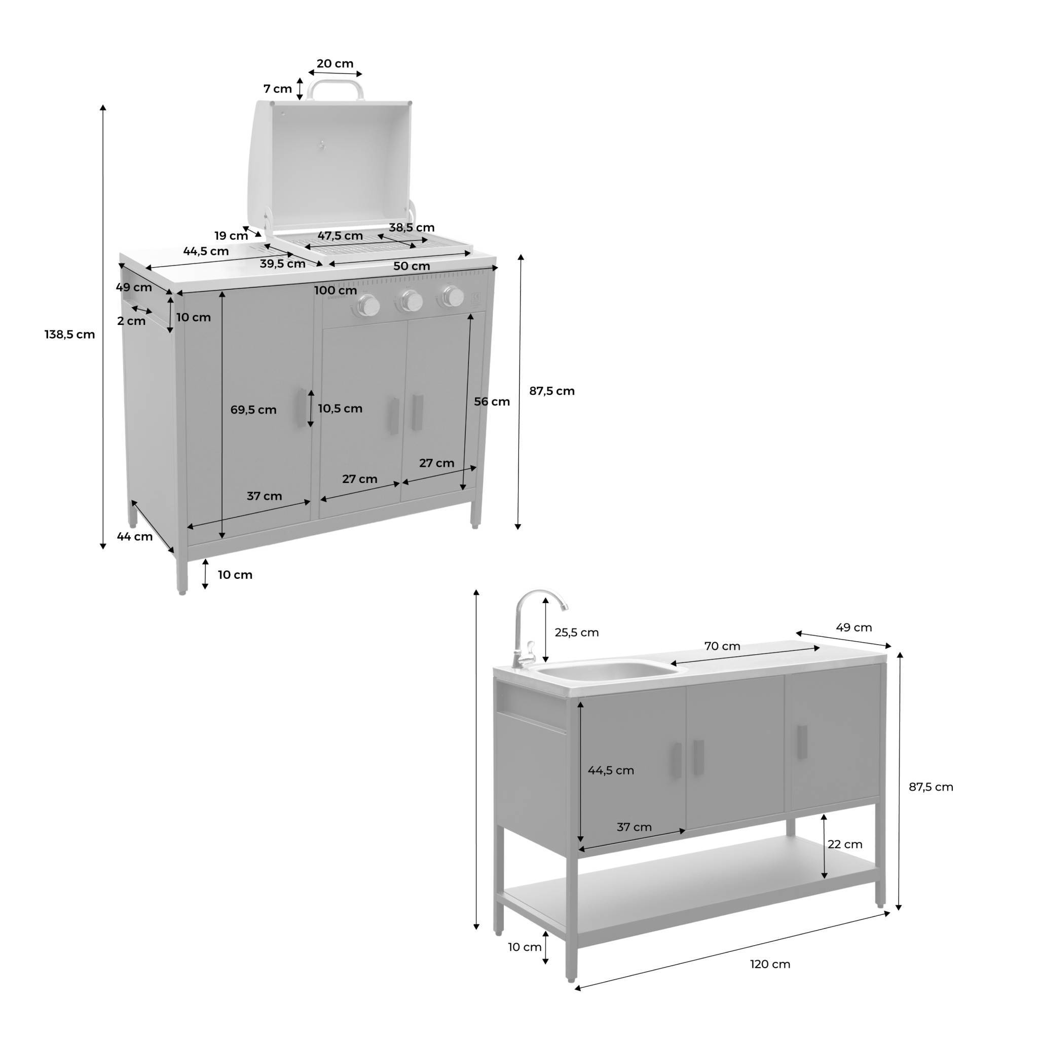 sweeek - Cuisine extérieure Naxos 2 modules acier inoxydable vert barbecue gaz 3 brûleurs avec évier | sweeek - Image 5