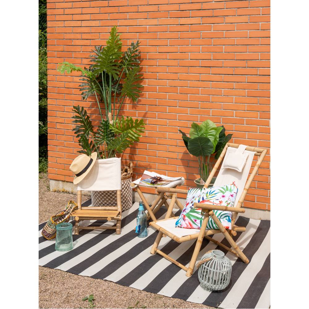 Aubry Gaspard - Grand tapis d'extérieur en polypropylène 160 x 230 cm Rayures - Noir - Image 2