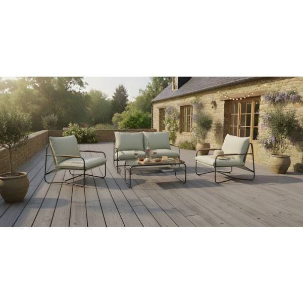 Pro Loisirs - Salon bas de jardin - Aluminium - Proloisirs - 4 personnes - Graphite - Coussins inclus - XERES SET - Image 2