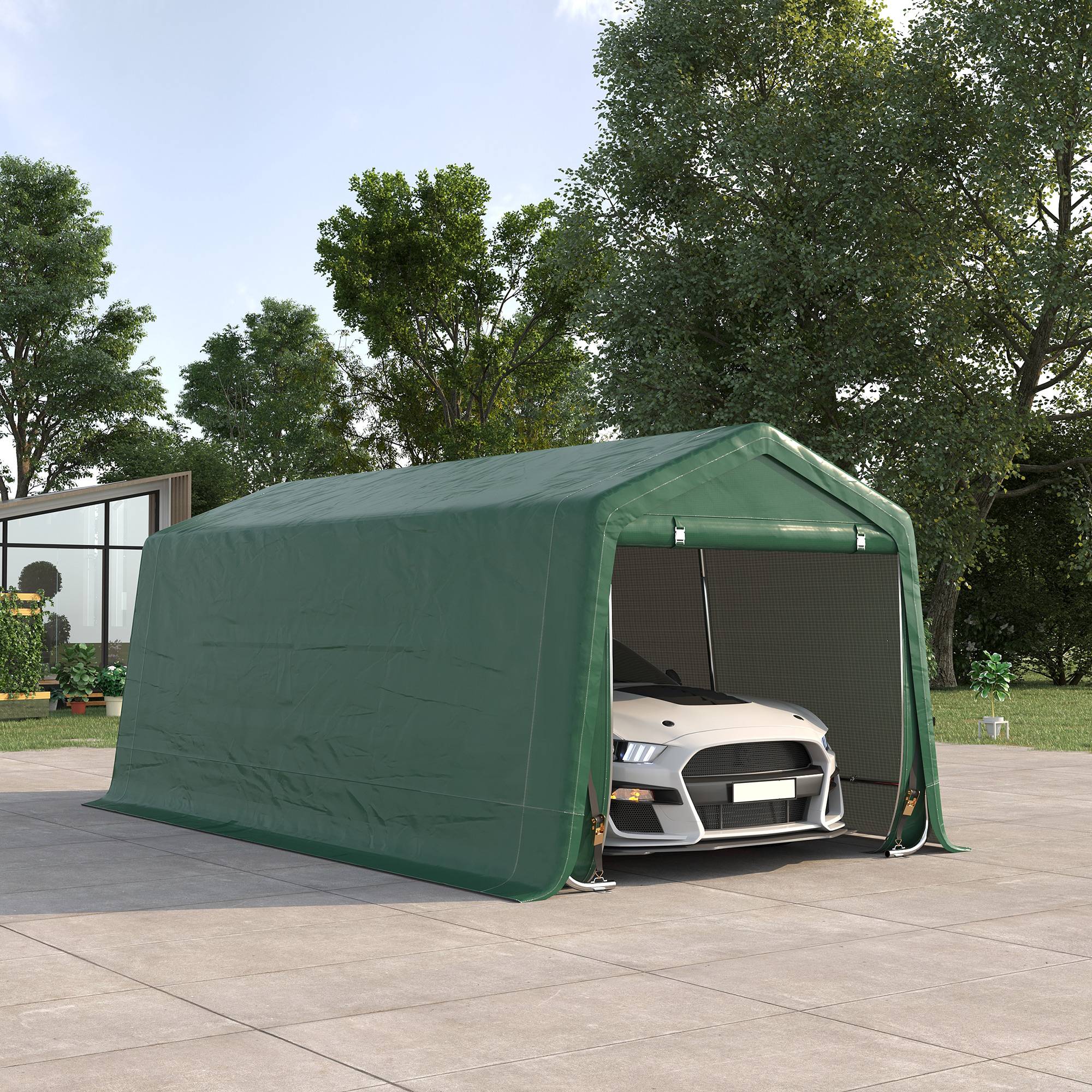 Outsunny - Tente garage carport dim. 6L x 3l x 2,62H m acier galvanisé PE haute densité 180 g/m² imperméable anti-UV vert - Outsunny - Image 2