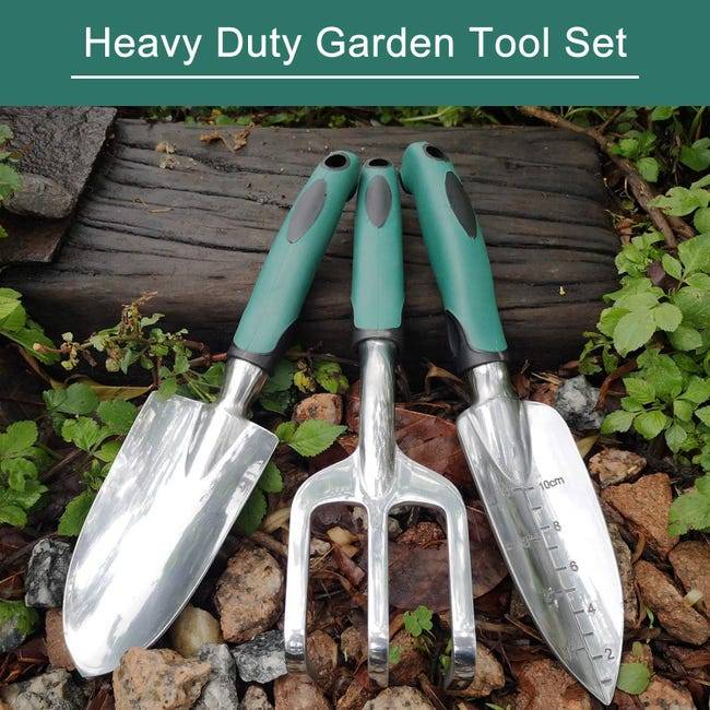 Ensemble d'outils de Jardin, Trois pièces d’Outils de Jardinage Lourds moulés en Aluminium avec Une poignée antidérapante caoutchoutée-Lytech - Image 2