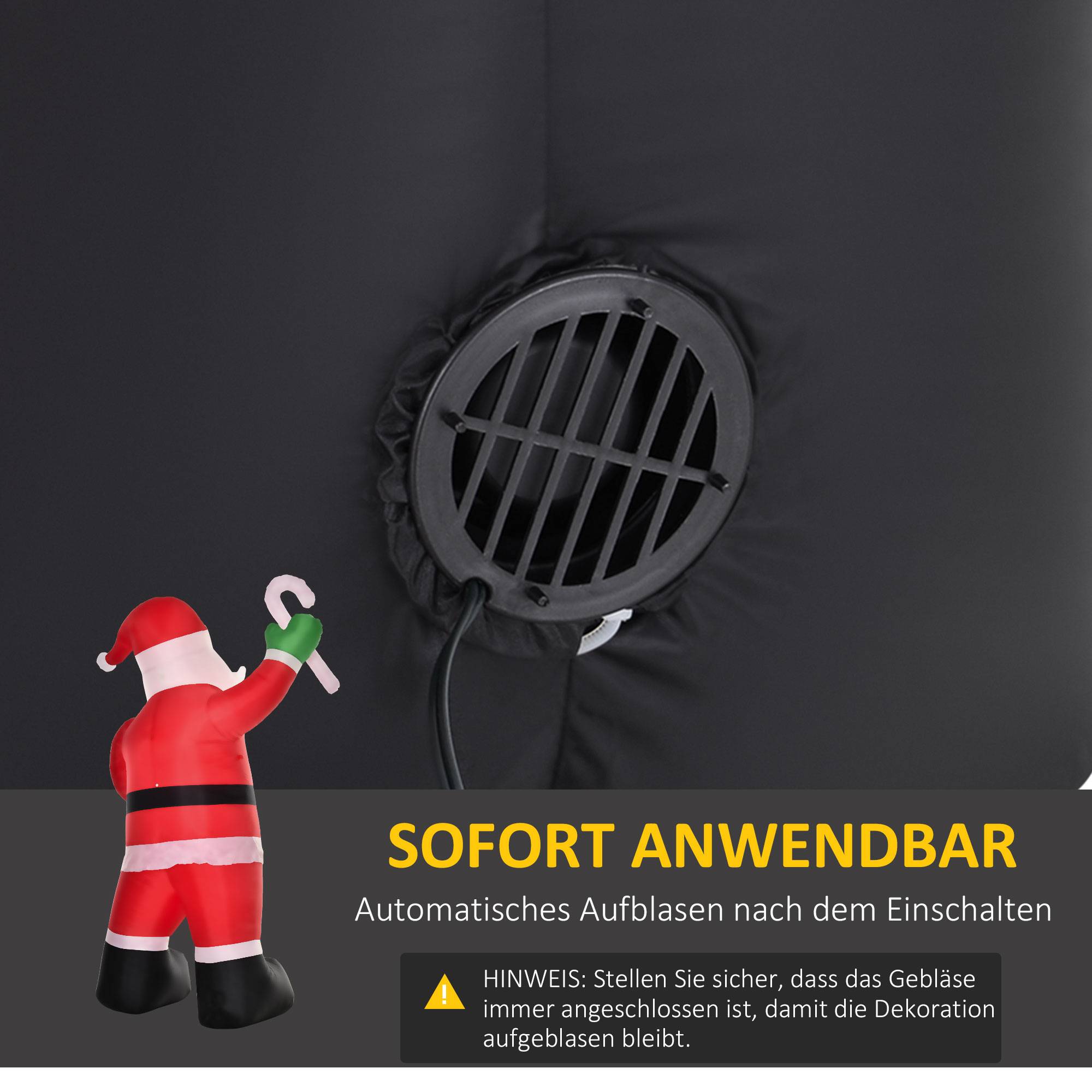 Père Noël Gonflable Lumineux 2,5 M - Auto-gonflant Avec Fixation - Extérieur/intérieur