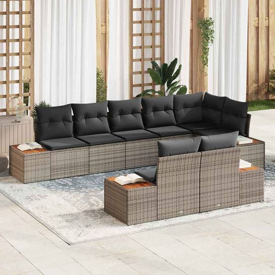 ComfortXL - Salon de jardin 8 places 8 pcs en polyrotin avec canapé d'angle Gris – ComfortXL Outdoor Living - Image 1