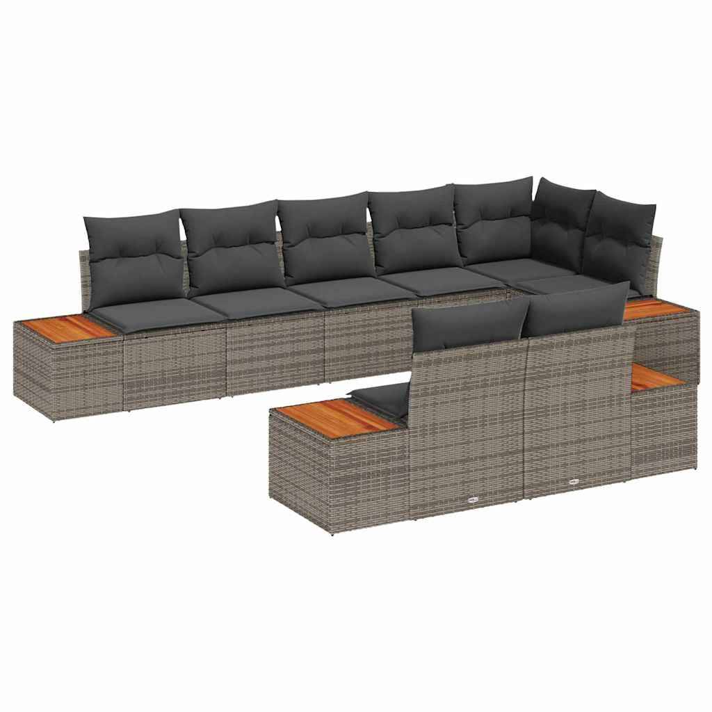 ComfortXL - Salon de jardin 8 places 8 pcs en polyrotin avec canapé d'angle Gris – ComfortXL Outdoor Living - Image 2