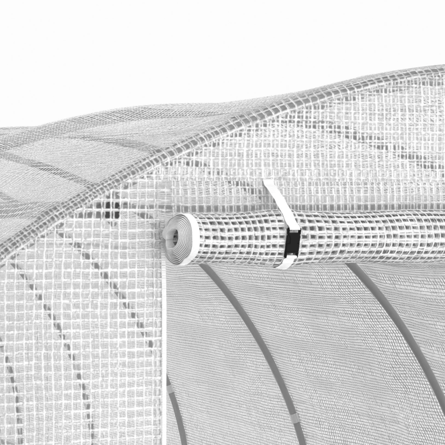IDMARKET - Bâche de rechange pour serre de jardin tunnel 24m² 8 x 3 x 2 m anti-UV avec porte et fenêtres DES ANDES blanche - Image 6