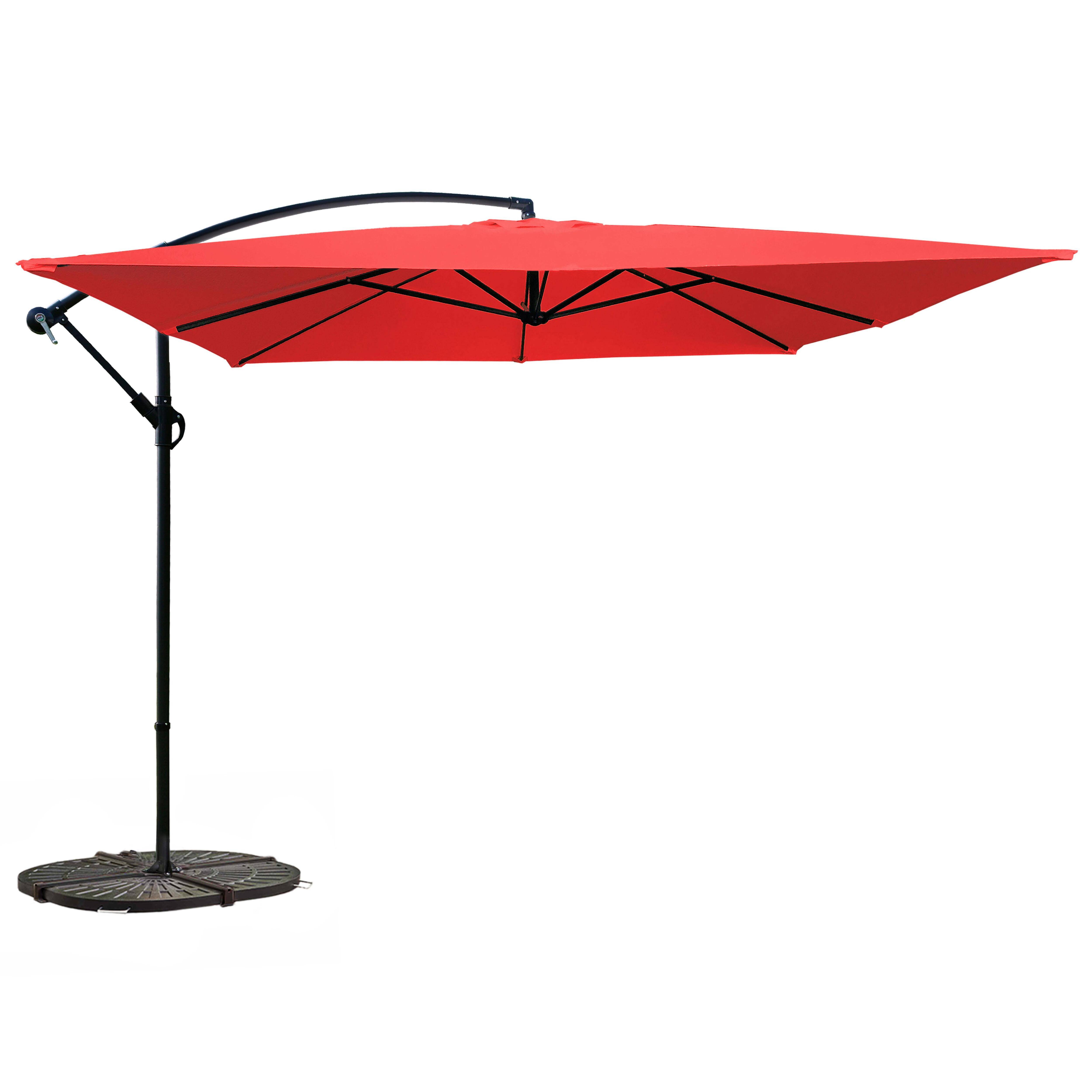 Oviala - Parasol déporté 3x3m et 4 dalles à lestées rouge Genova - Oviala - Image 1