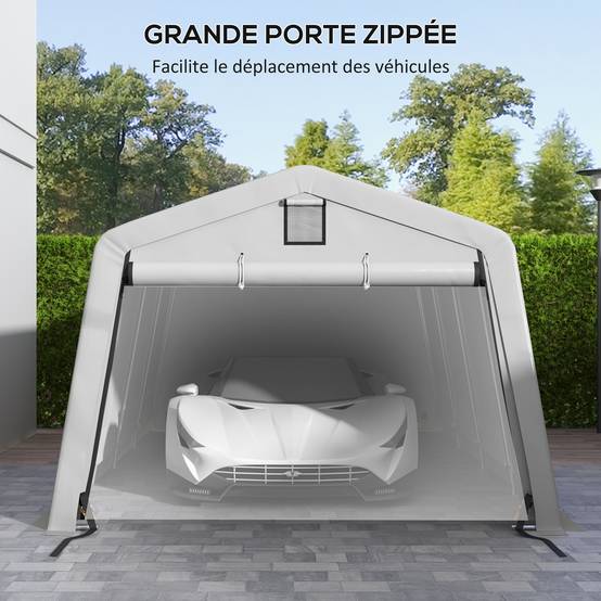 ComfortXL - Carport Tente Garage Acier Galvanisé Voiture Stockage Imperméable Anti-UV 6,2x3,3m Gris - ComfortXL Outdoor Living - Image 8