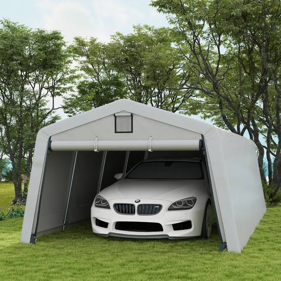 ComfortXL - Carport Tente Garage Acier Galvanisé Voiture Stockage Imperméable Anti-UV 6,2x3,3m Gris - ComfortXL Outdoor Living - Image 3