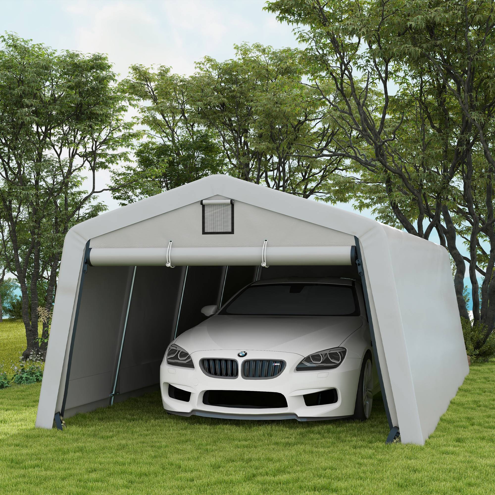 ComfortXL - Carport Tente Garage Acier Galvanisé Voiture Stockage Imperméable Anti-UV 6,2x3,3m Gris - ComfortXL Outdoor Living - Image 3