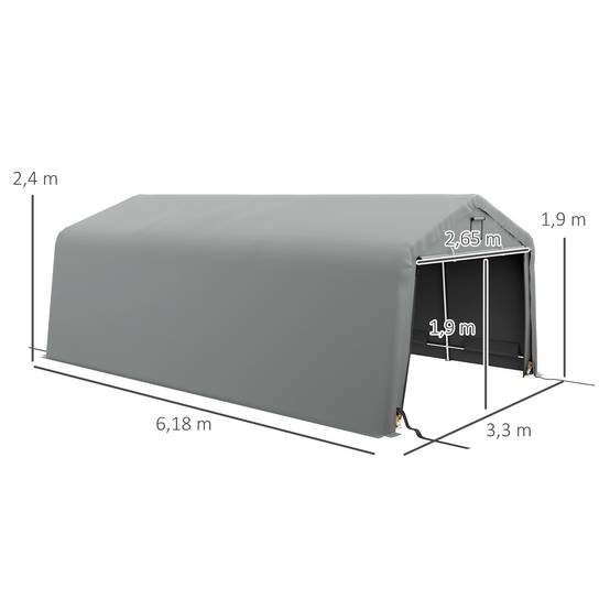 ComfortXL - Carport Tente Garage Acier Galvanisé Voiture Stockage Imperméable Anti-UV 6,2x3,3m Gris - ComfortXL Outdoor Living - Image 5