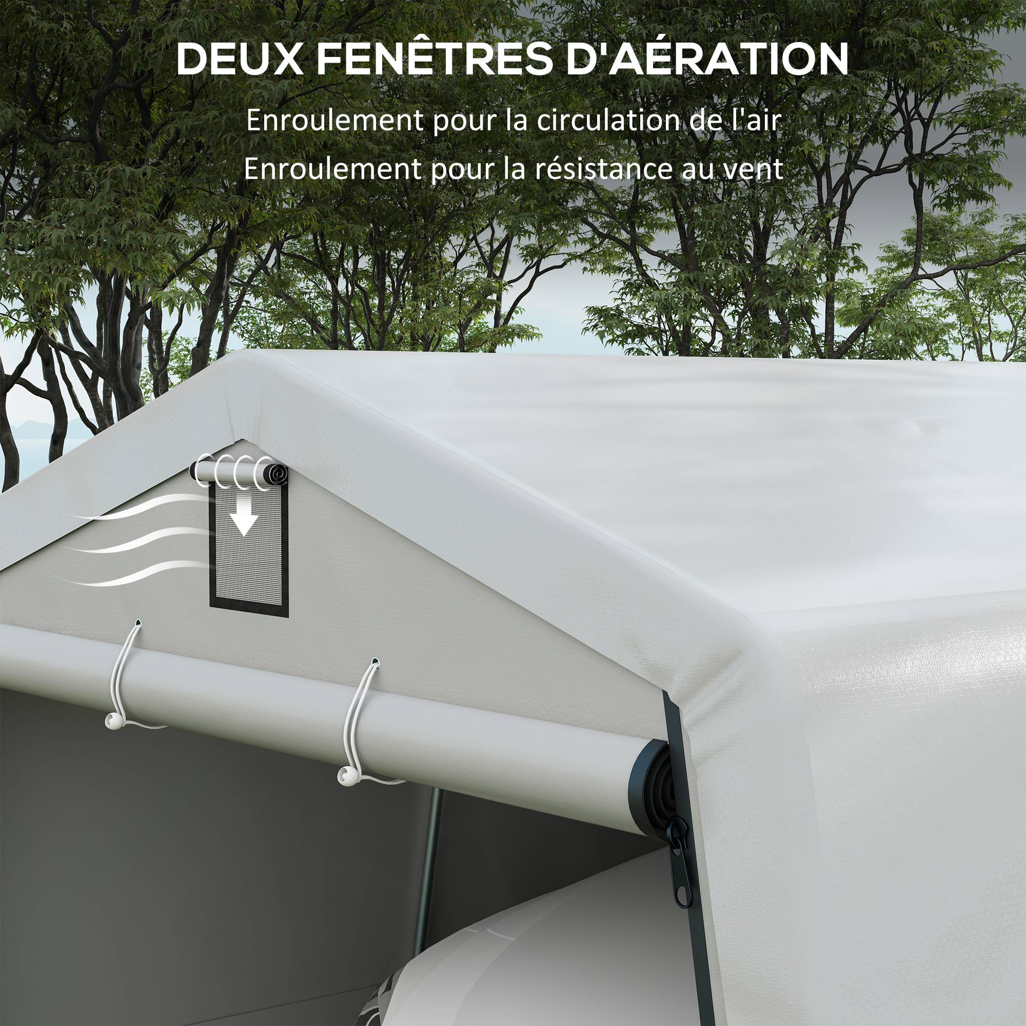 ComfortXL - Carport Tente Garage Acier Galvanisé Voiture Stockage Imperméable Anti-UV 6,2x3,3m Gris - ComfortXL Outdoor Living - Image 9