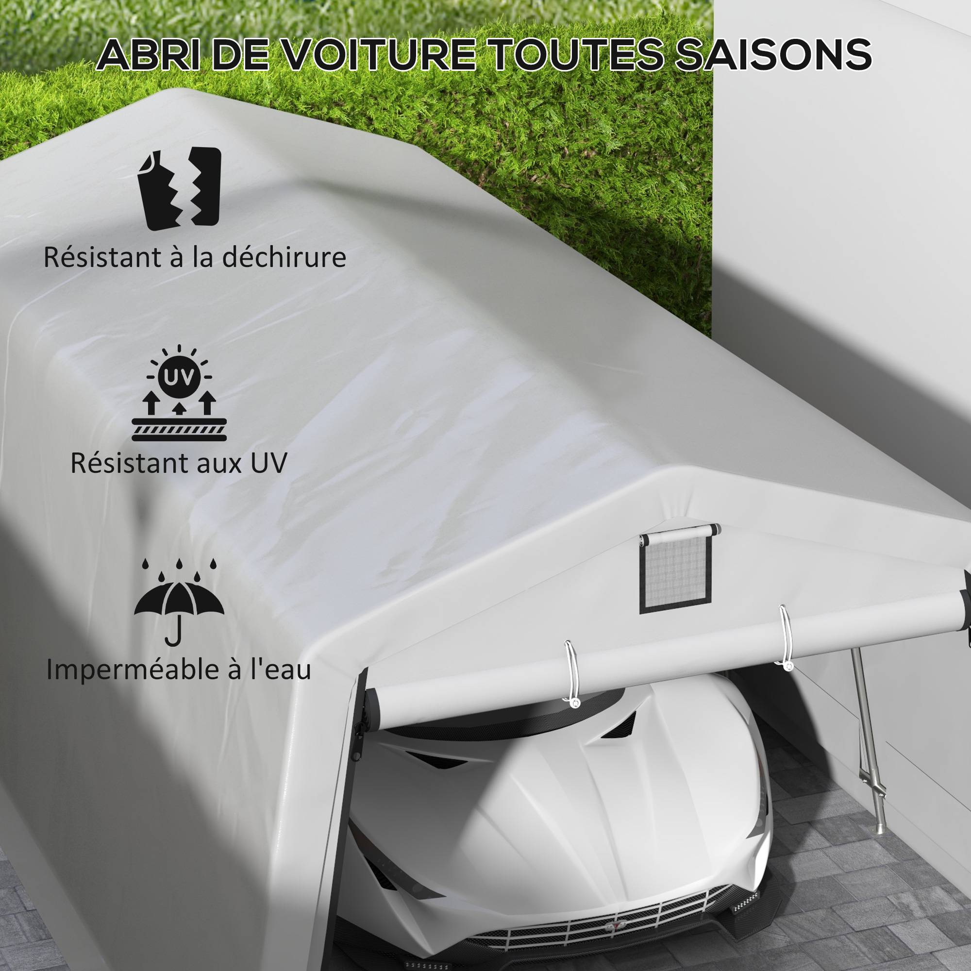 ComfortXL - Carport Tente Garage Acier Galvanisé Voiture Stockage Imperméable Anti-UV 6,2x3,3m Gris - ComfortXL Outdoor Living - Image 6