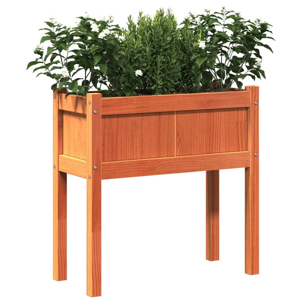 Lot de 2 Jardinières sur pieds bois 70x31x70 cm potager terrasse balcon Marron – ComfortXL Outdoor Living - Image 4