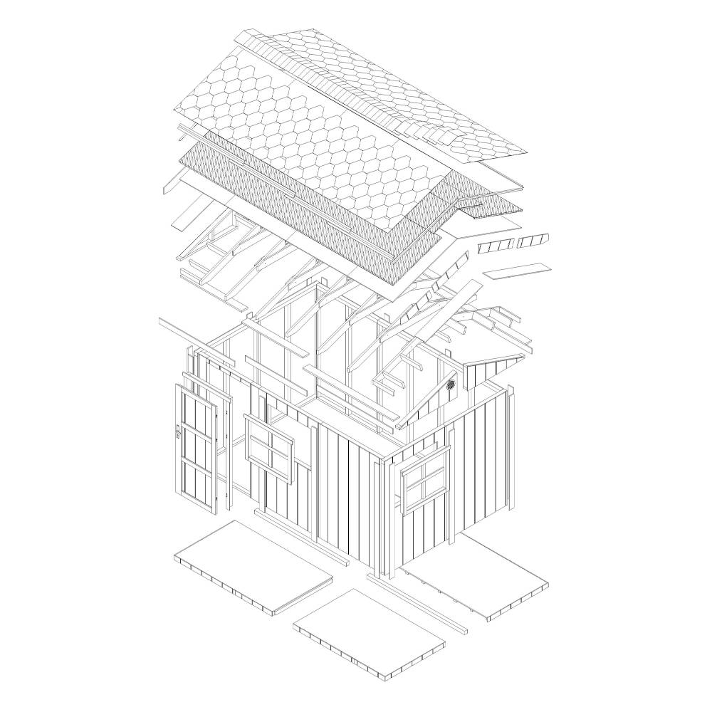 Timbela - Abri de Jardin Qualité Premium 8,68 m² - H252x250x412 cm avec un sol et des bardeaux bitumineuxs - Timbela M914-TUNDRA GREY - Image 8