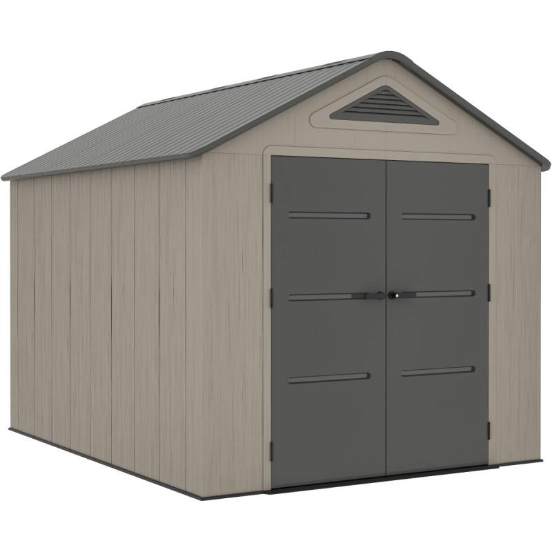 Abri de jardin en résine HDPE 7,8 m² avec plancher et fenêtre Jobu crème et anthracite - Image 7