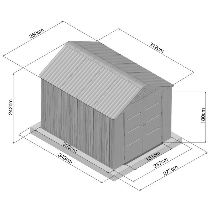 Abri de jardin en résine HDPE 7,8 m² avec plancher et fenêtre Jobu crème et anthracite - Image 6