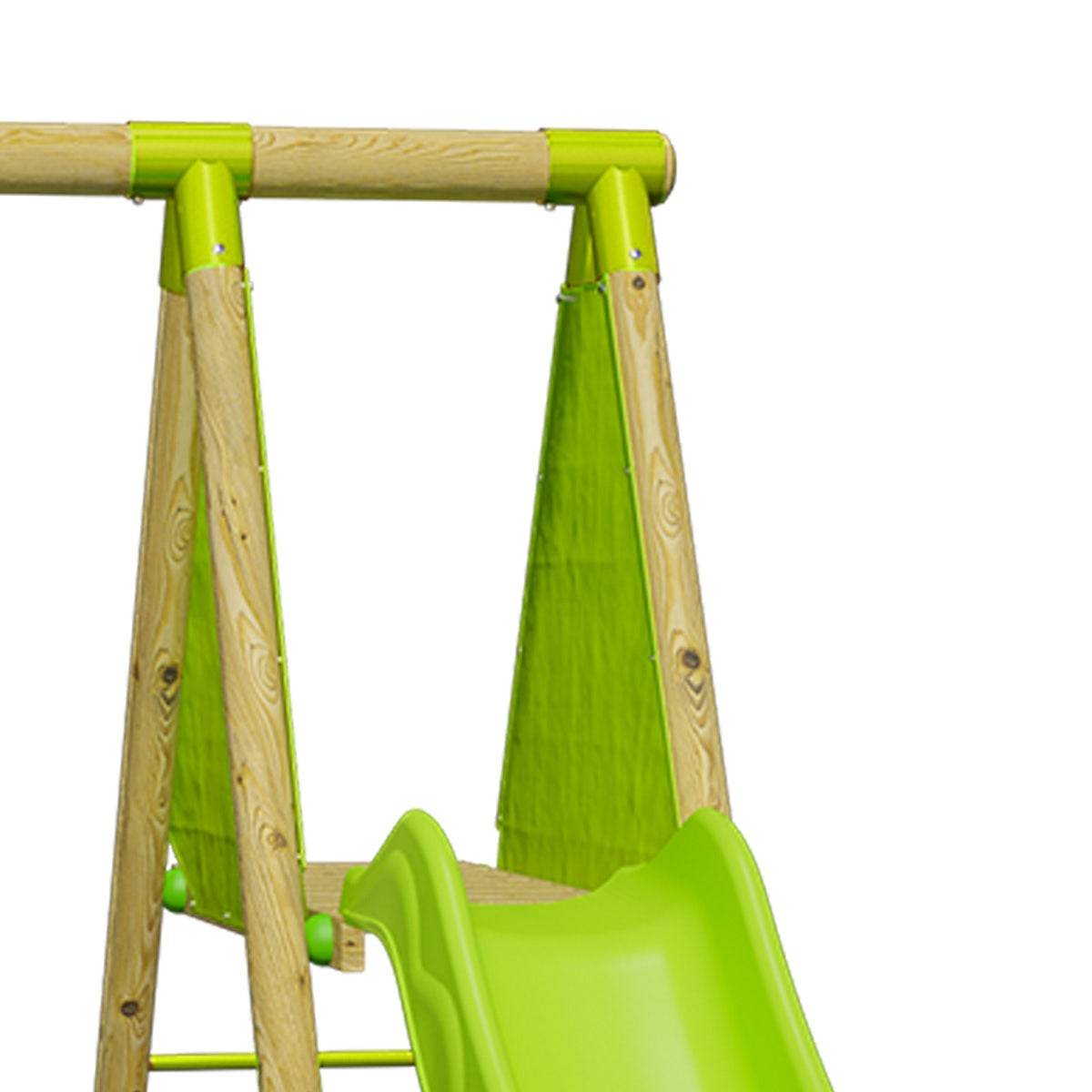 Station de jeux bois 2,30 m Topwood AZUKI VERT- 6 enfants - Image 6