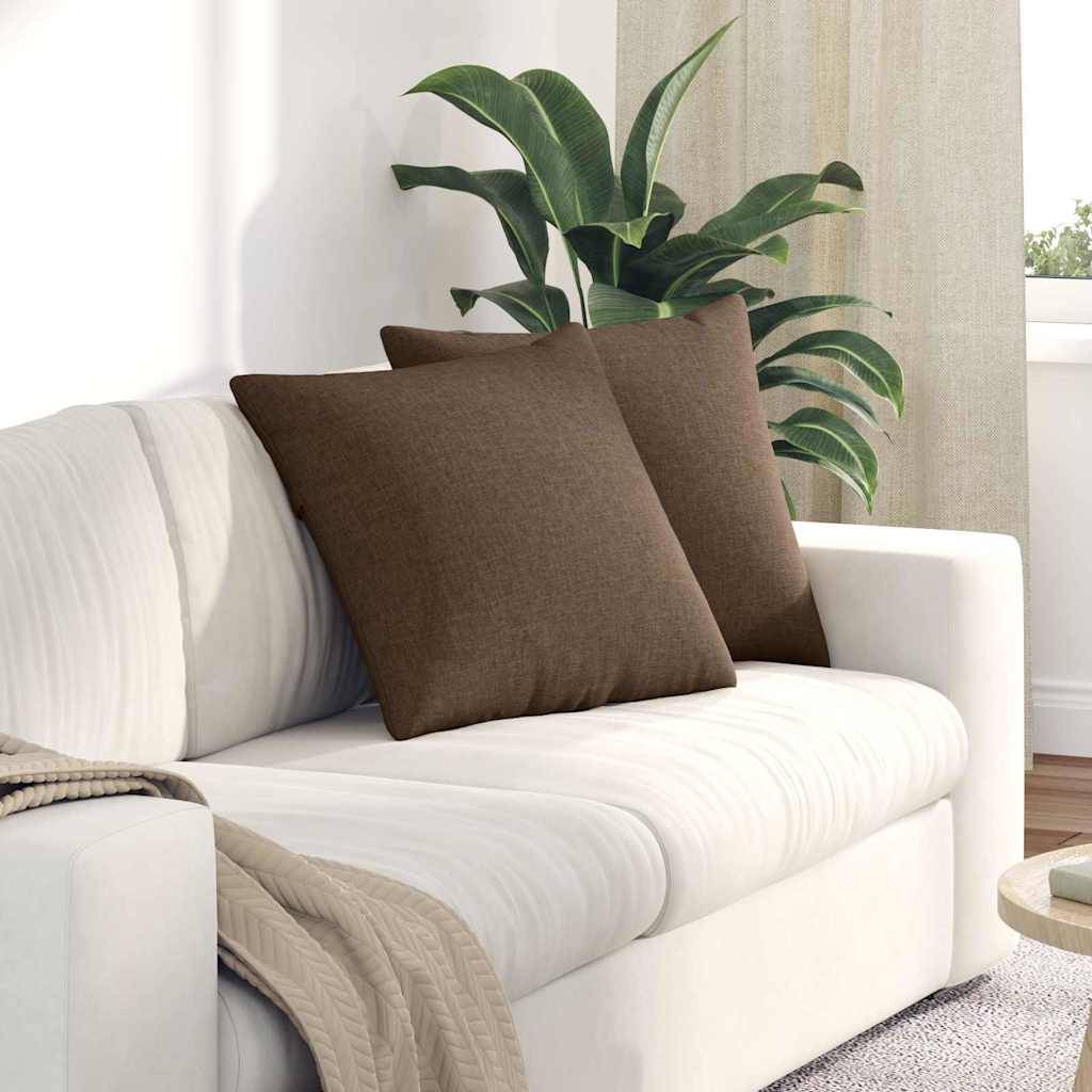Lot de 2 Coussins Carrés Tissu Confortable pour Salon et Bureau Housse Lavable Marron 50x50 cm – ComfortXL Outdoor Living - Image 1