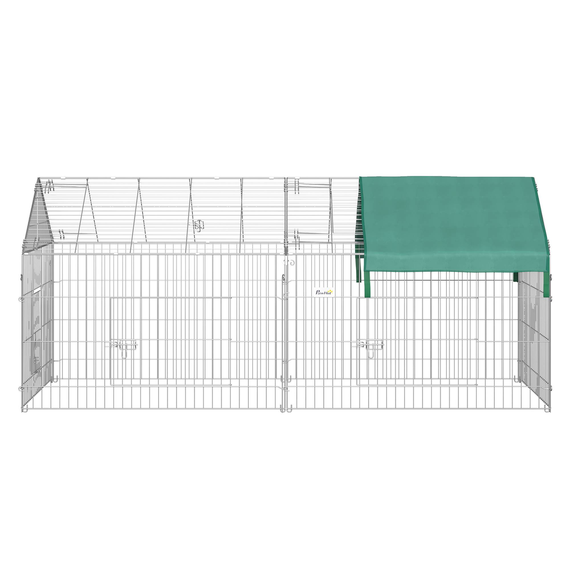 Enclos Lapin Extérieur Acier Pliable Parc Poulailler avec Toit 220x103cm Vert - ComfortXL Pet Living - Image 8