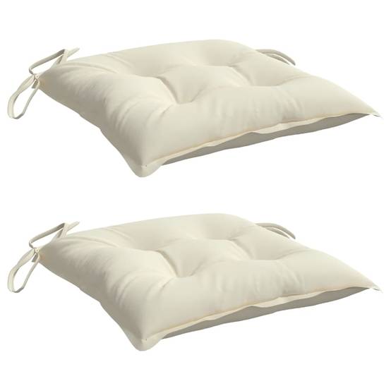 Coussins de chaise tissu oxford blanc crème 40 x 40 x 7 cm - PANGIVO - Image 3