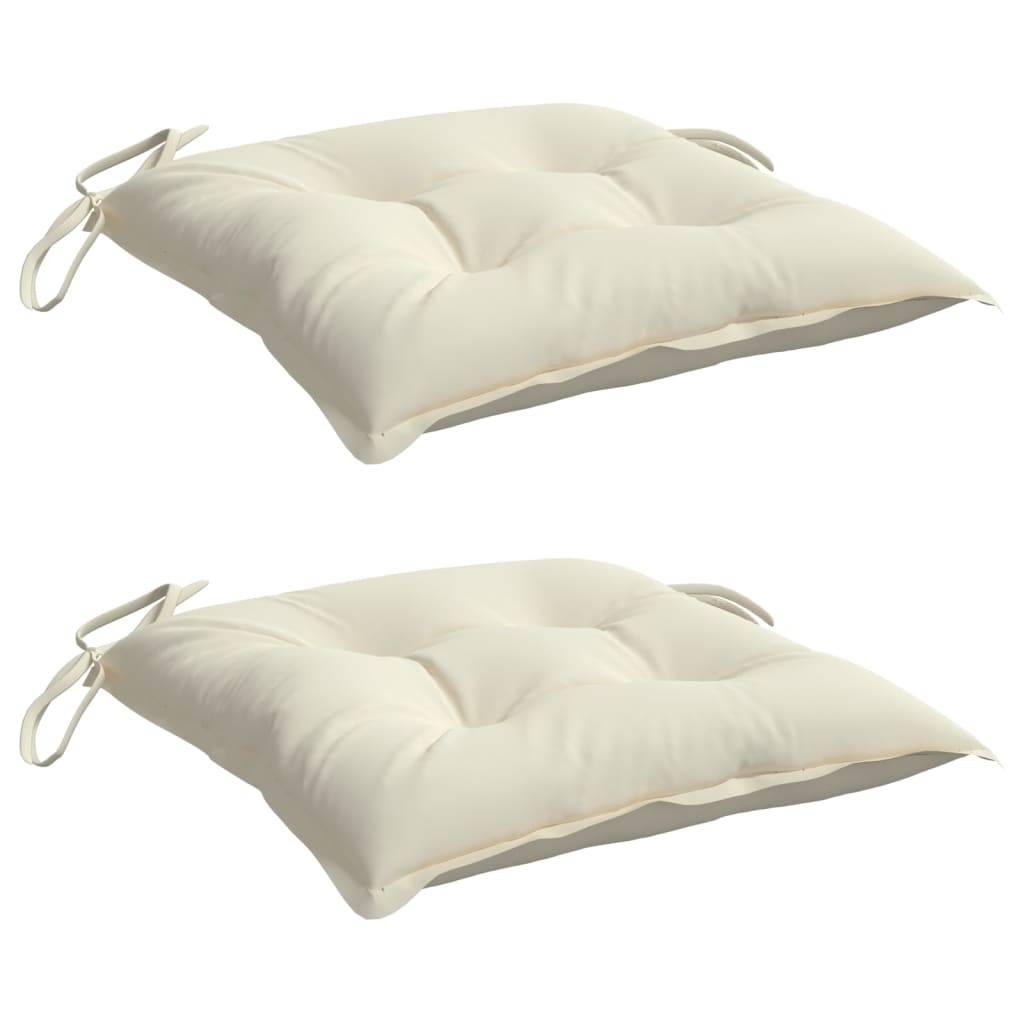 Coussins de chaise tissu oxford blanc crème 40 x 40 x 7 cm - PANGIVO - Image 3