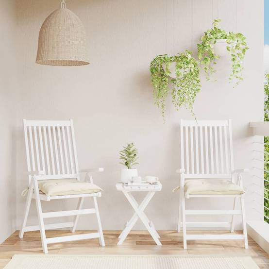 Coussins de chaise tissu oxford blanc crème 40 x 40 x 7 cm - PANGIVO - Image 1