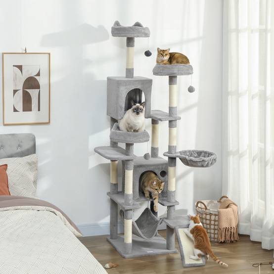 Arbre à chat sisal et peluche gris 48 x 48 x 192 cm - PANGIVO - Image 3