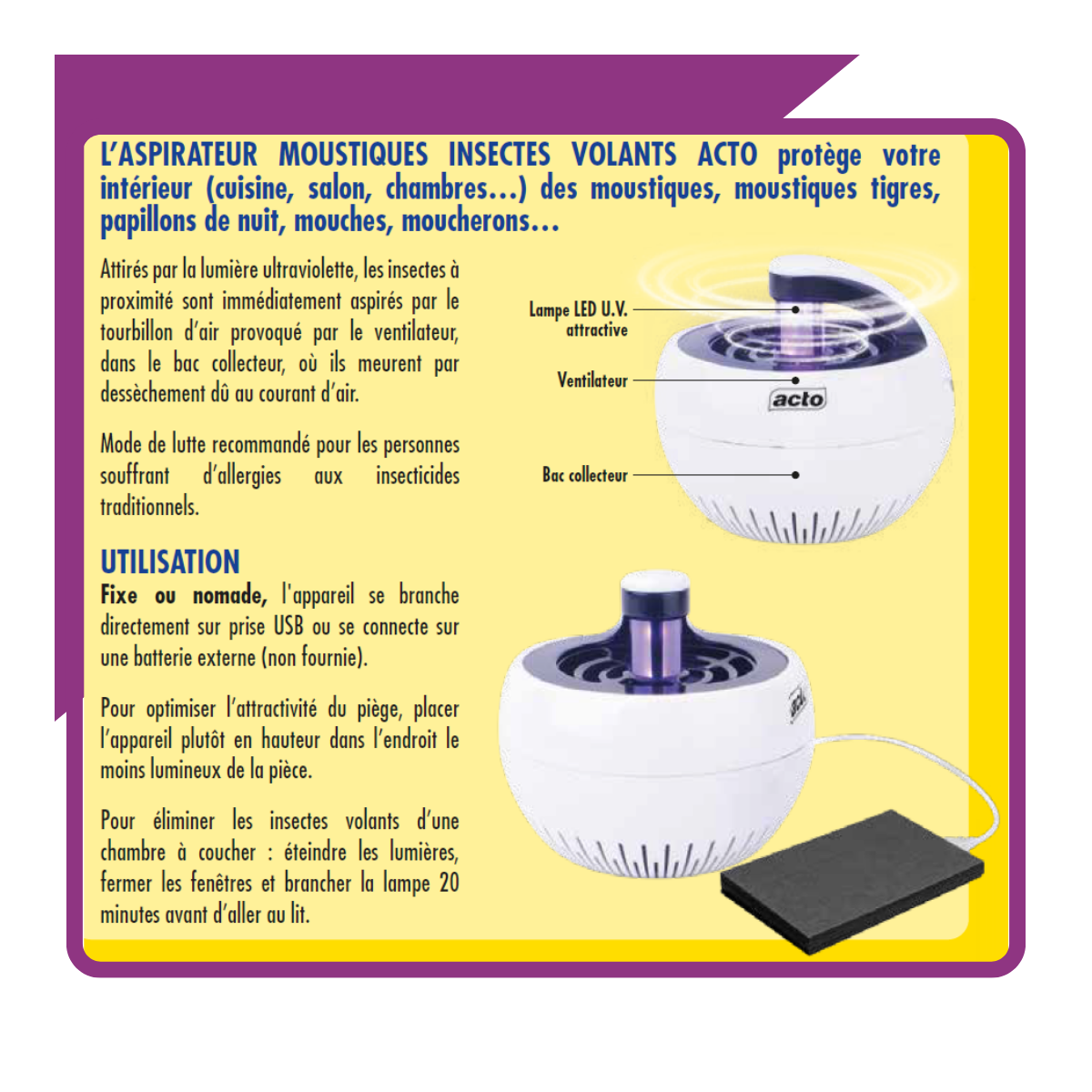 Acto - ACTO Aspirateur Moustiques: Innovation LED U.V. pour un Intérieur Sans Insectes - Image 4