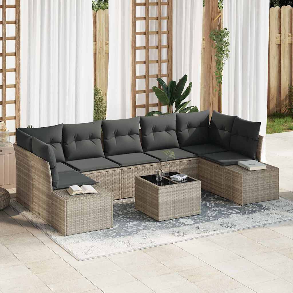 ComfortXL - Ensemble de détente 8 pièces en polyrotin salon de jardin modulable Gris clair – ComfortXL Outdoor Living - Image 1