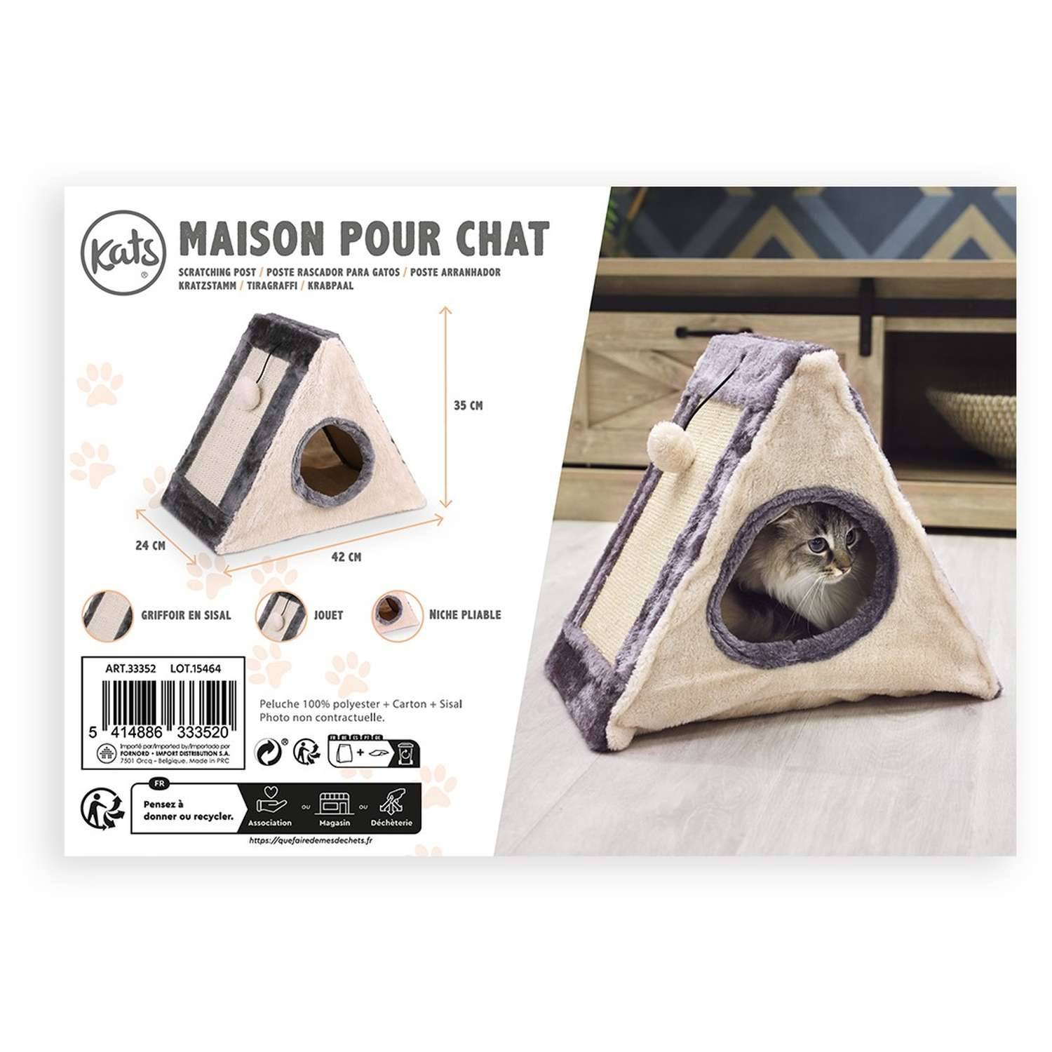 Sans Marque - Maison pour chat Léo avec griffoir - Gris anthracite - Toilinux - Image 2
