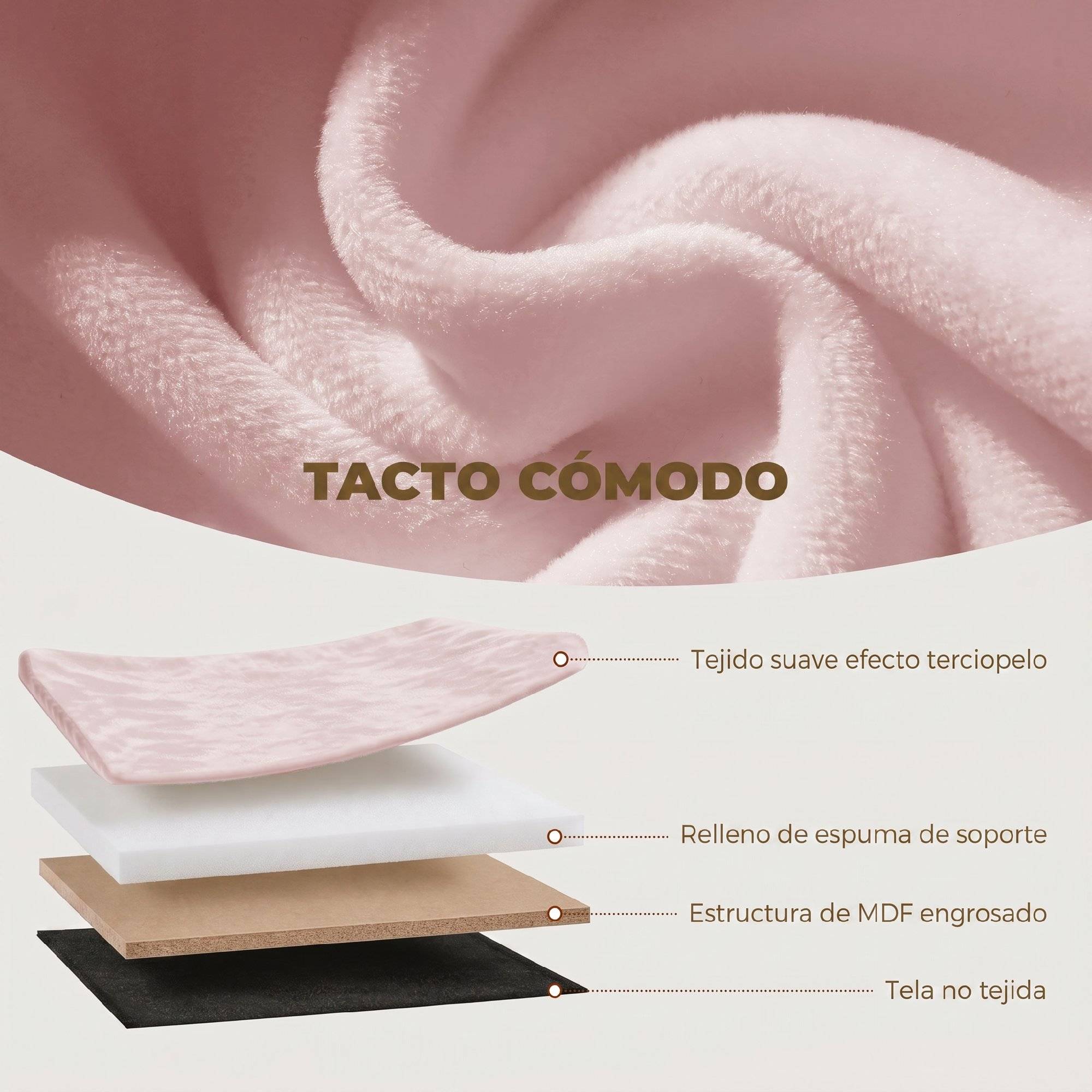 Banc coffre ottoman avec coffre de rangement pliable, 72 L, 76 x 38 x 35 cm, revêtement en velours, coffre de rangement rose - Image 8