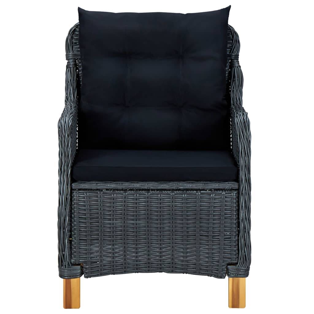 Helloshop26 - Salon de jardin meuble d'extérieur ensemble de mobilier 3 pièces avec coussins résine tressée gris foncé - Image 4