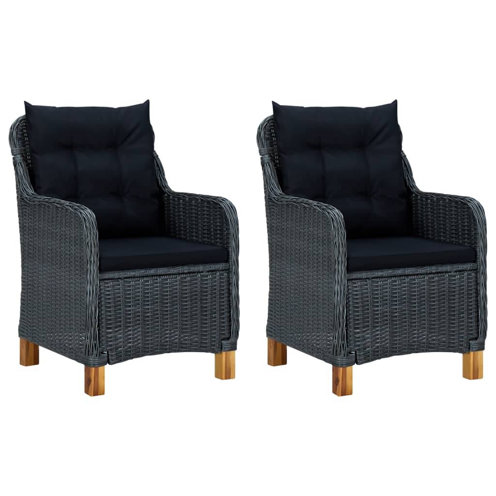 Helloshop26 - Salon de jardin meuble d'extérieur ensemble de mobilier 3 pièces avec coussins résine tressée gris foncé - Image 2