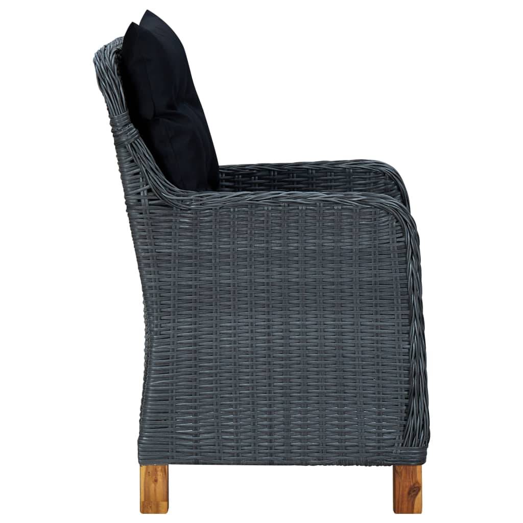 Helloshop26 - Salon de jardin meuble d'extérieur ensemble de mobilier 3 pièces avec coussins résine tressée gris foncé - Image 6