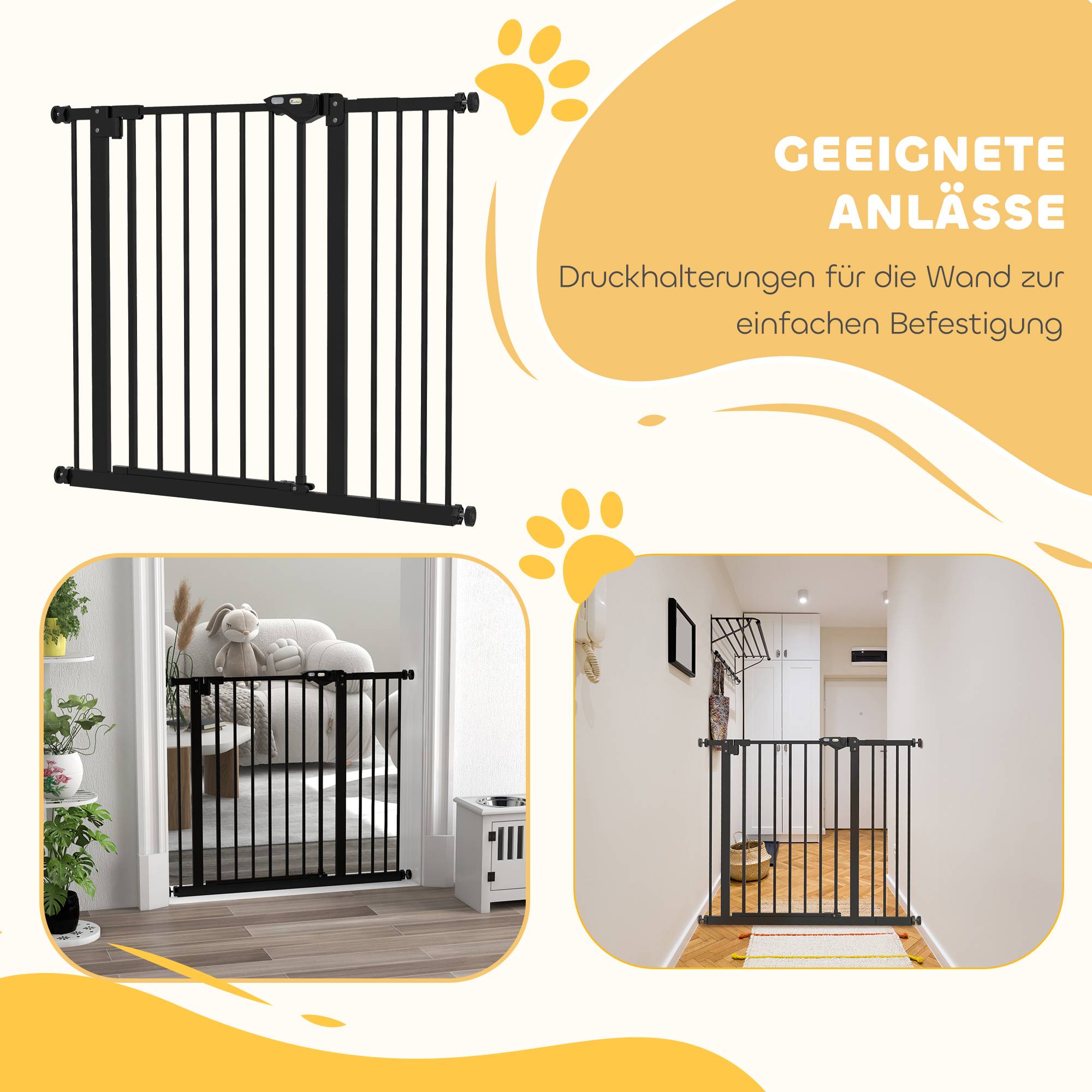 Sans Marque - Barrière de porte pour chien, métal et plastique, 74-80/87-94 cm, noir - Image 8