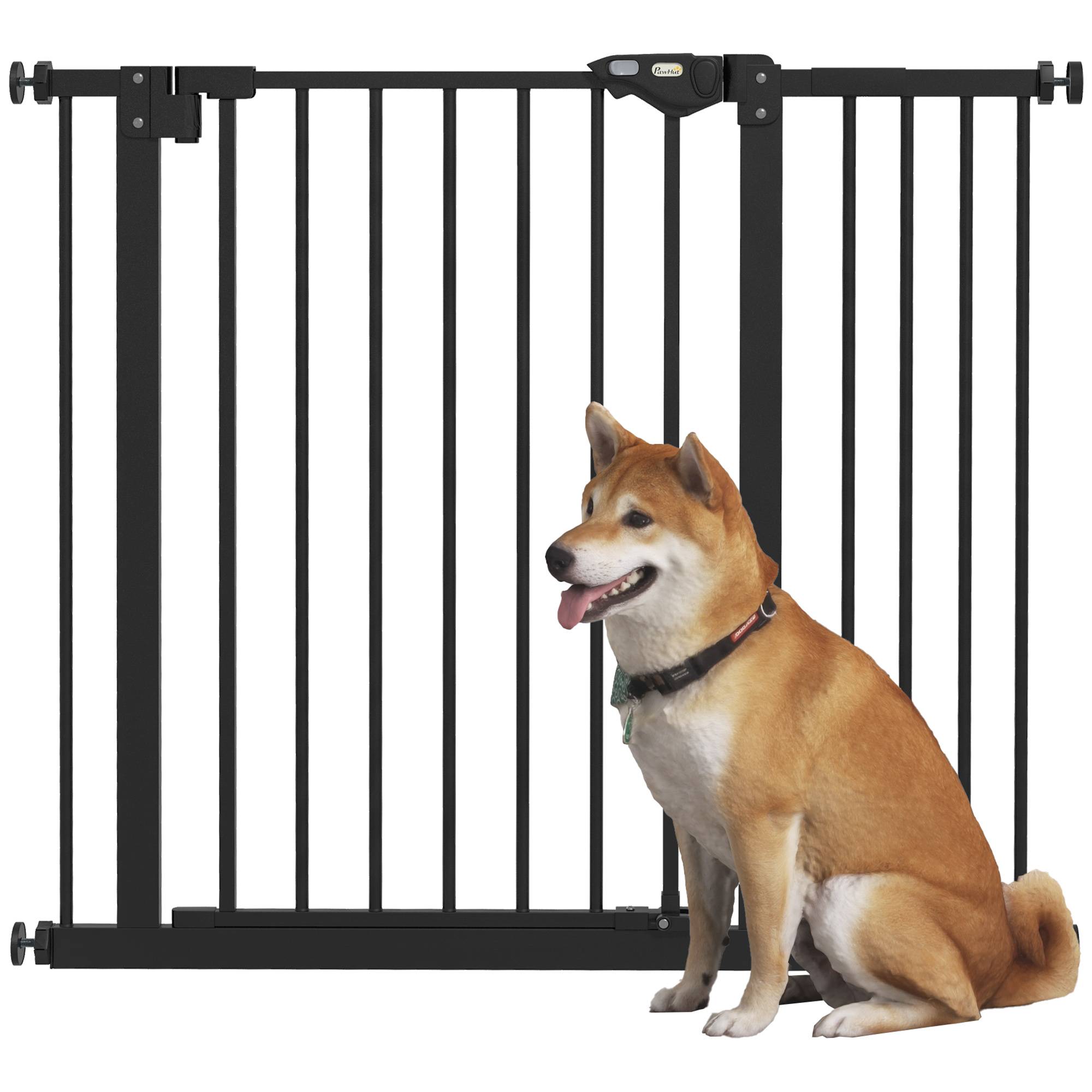 Sans Marque - Barrière de porte pour chien, métal et plastique, 74-80/87-94 cm, noir - Image 1