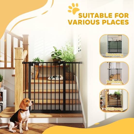 Sans Marque - Barrière de porte pour chien, métal et plastique, 74-80/87-94 cm, noir - Image 10