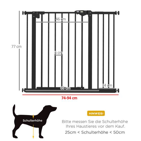 Sans Marque - Barrière de porte pour chien, métal et plastique, 74-80/87-94 cm, noir - Image 5