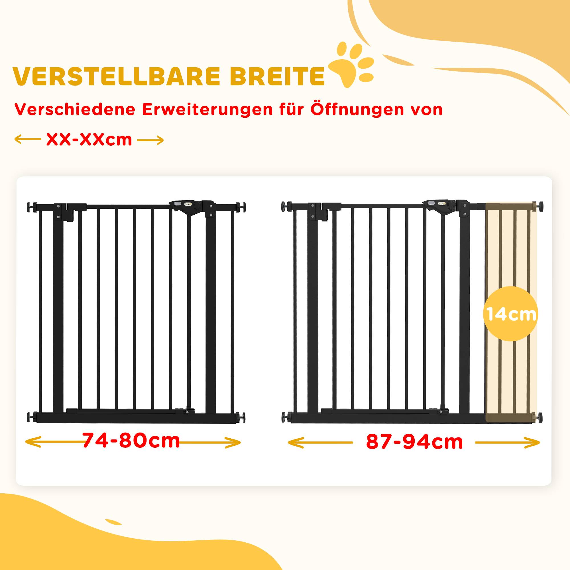 Sans Marque - Barrière de porte pour chien, métal et plastique, 74-80/87-94 cm, noir - Image 9